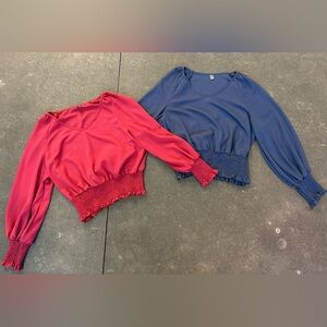 2 SHEIN Women's Blouse shirts Sz large - Red and Blue